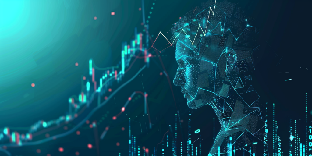 What Is Trading Psychology? A huma brain overlayed with financial market graph in abstract design.